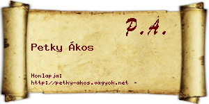 Petky Ákos névjegykártya